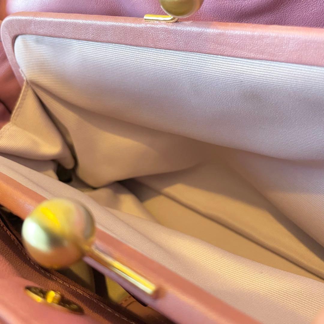 バッグ COACH pink leather handbag kisslock hobo