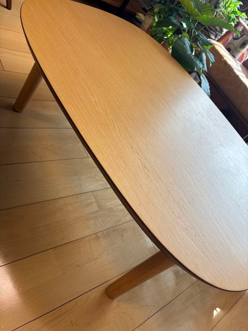 無印　ナチュラルウッド 楕円形テーブル こたつあり