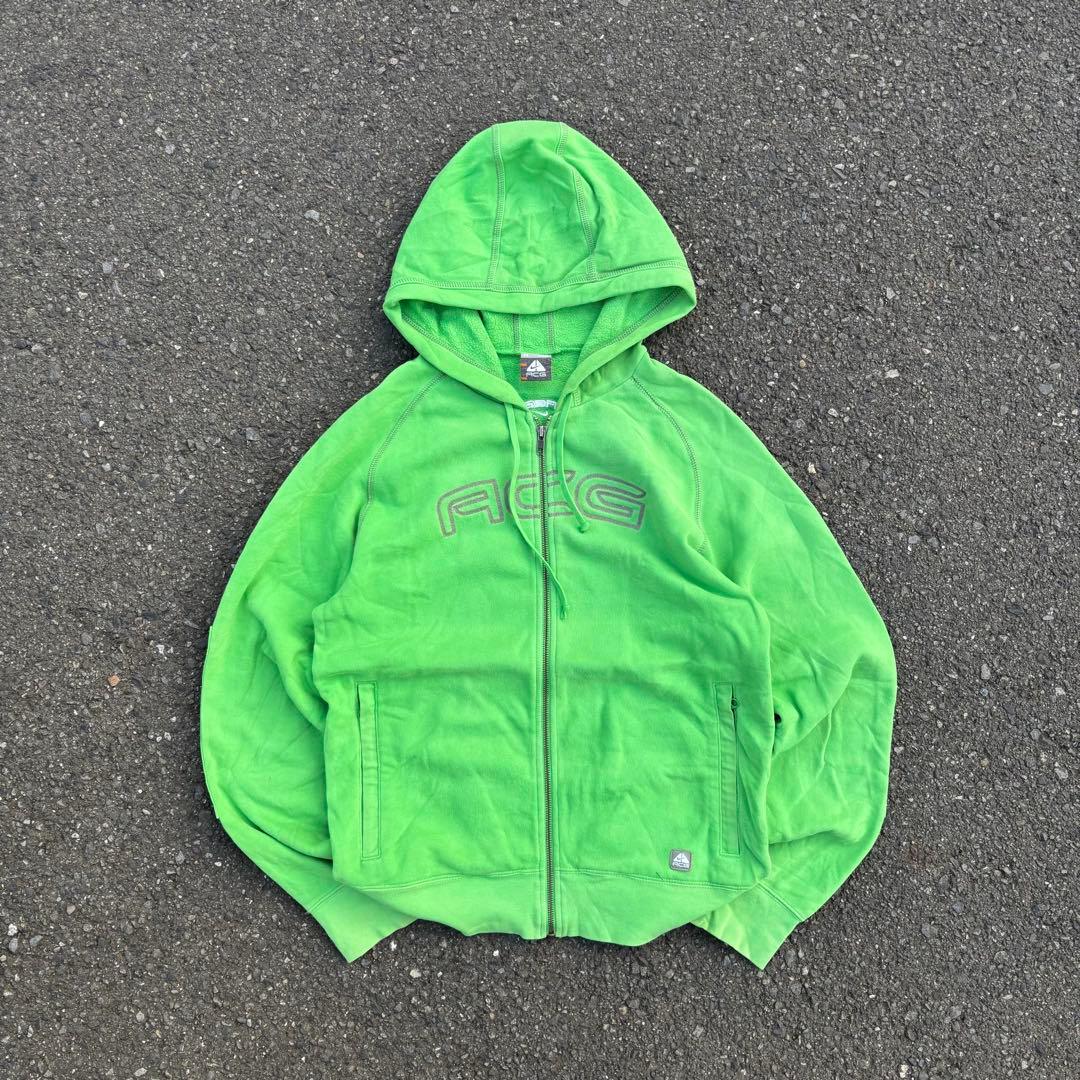 00s nike acg 黄緑 ロゴドン ジップパーカー シティーボーイ