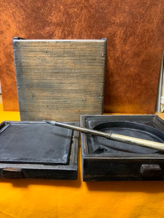 箱硯　古道具　アンティーク　インテリアイン骨董　古民具　引き出し卓上矢立て