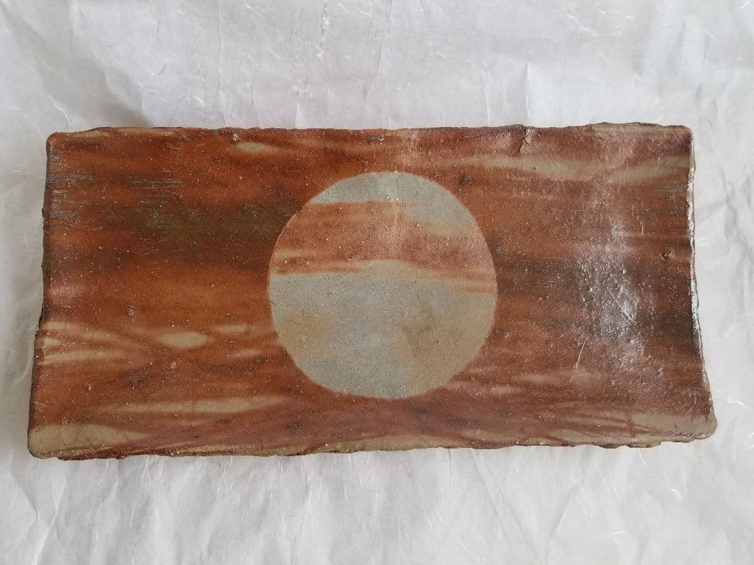 備前火襷足付長板皿 (未使用、新品同様)