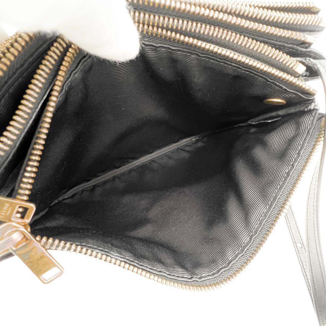 【美品✨】 セリーヌ 新ロゴ トリオ ラージ ショルダーバッグ ブラック 黒