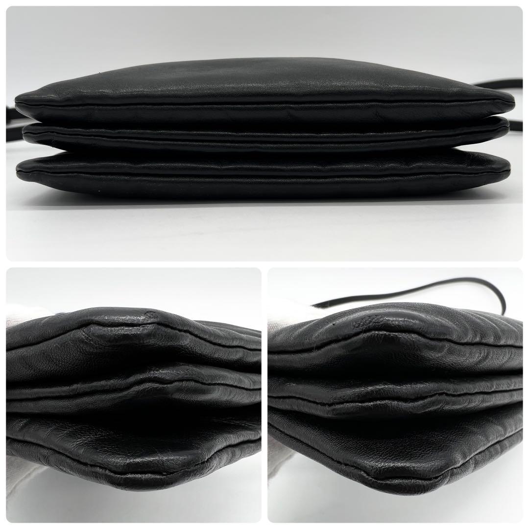 【美品✨】 セリーヌ 新ロゴ トリオ ラージ ショルダーバッグ ブラック 黒