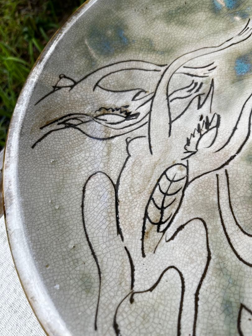 昭和のCMで有名　日本酒の黄桜　かっぱの絵　晋山窯ヤマツ　飾り大皿　アンティーク