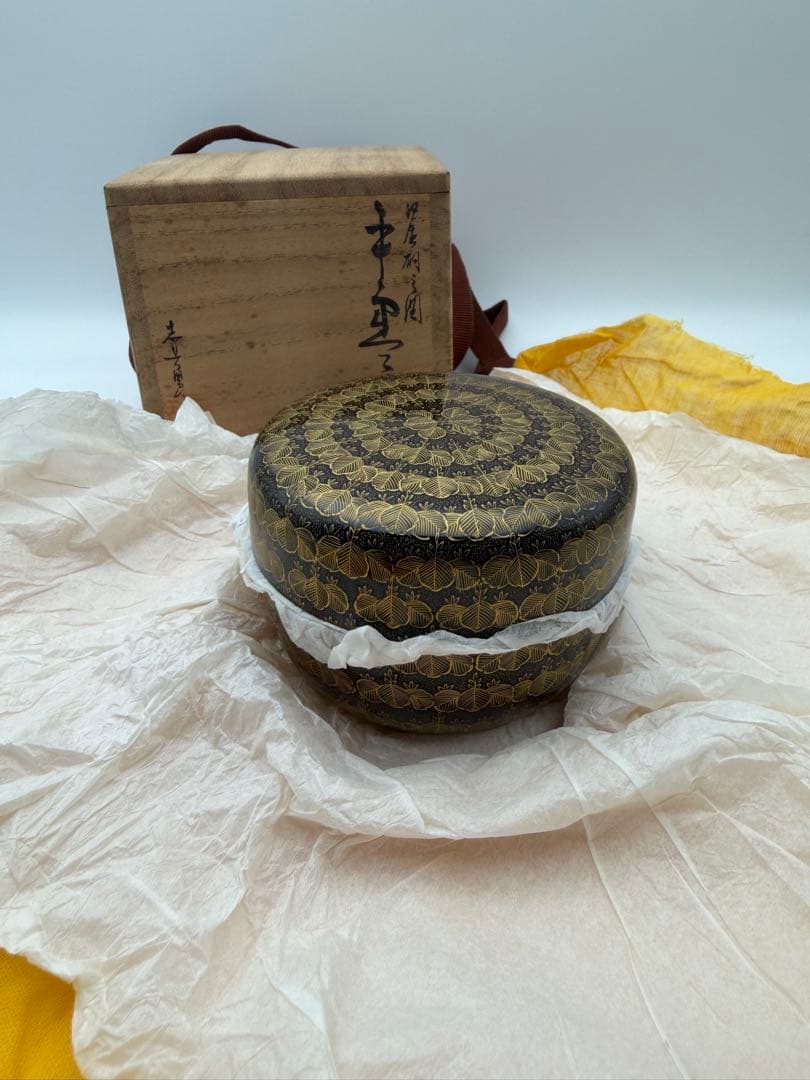 茶道具 沈金師 前志芸男 作 輪島桐の絵 棗
