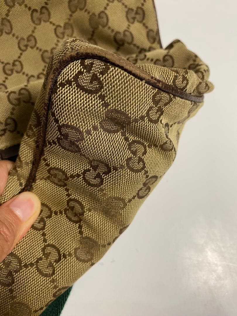 値下げGUCCI GGキャンバス ロゴ　シェリーライン レザー ショルダーバッグ