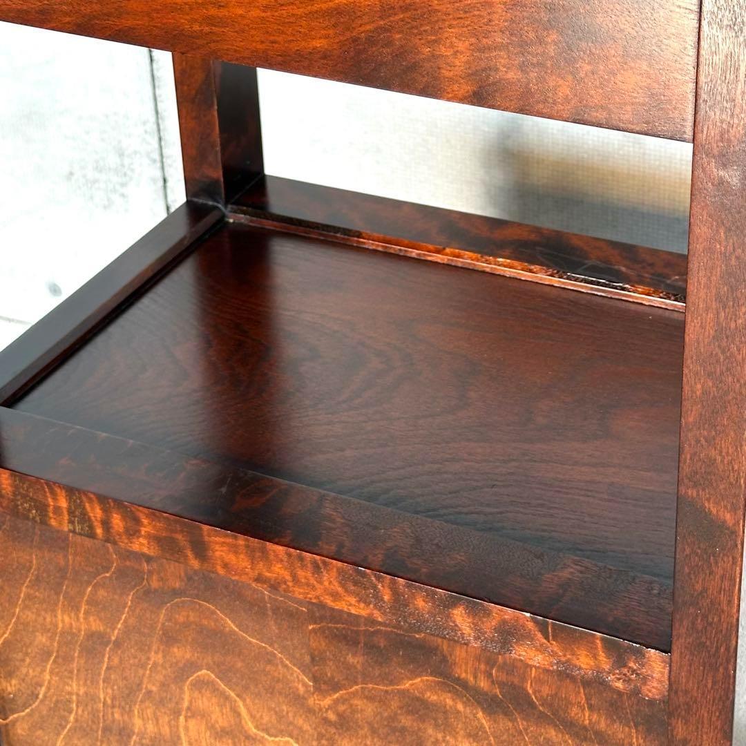 ✿ 昭和レトロ ✿ 北海道民芸家具 カバ無垢材 電話台 サイドチェスト ホクミン