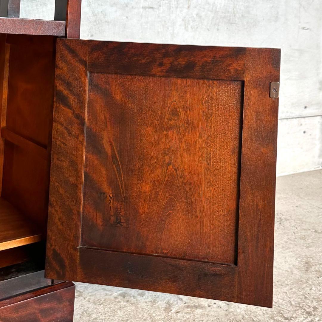 ✿ 昭和レトロ ✿ 北海道民芸家具 カバ無垢材 電話台 サイドチェスト ホクミン