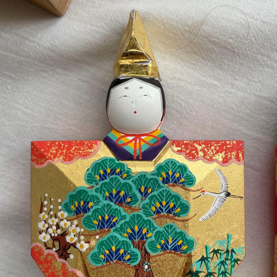 奈良一刀彫り　雛人形　川口神泉　立雛　雛祭り　ひな祭り　共箱付き　伝統工芸　木彫