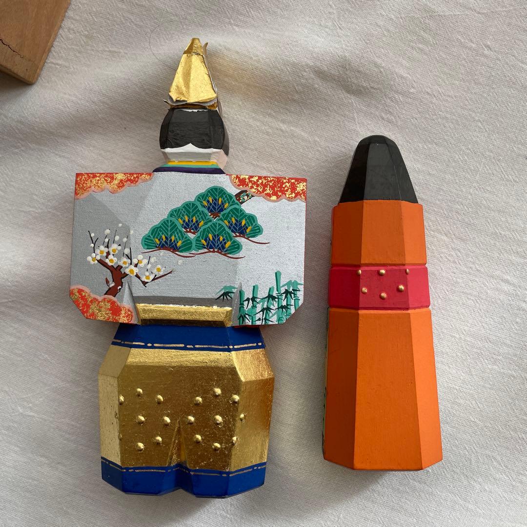 奈良一刀彫り　雛人形　川口神泉　立雛　雛祭り　ひな祭り　共箱付き　伝統工芸　木彫