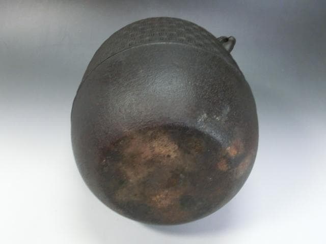 茶釜■亀甲文 浄榮造 鉄窯 六角紋 獅子耳付 透かしつまみ 煎茶道具 湯沸し■