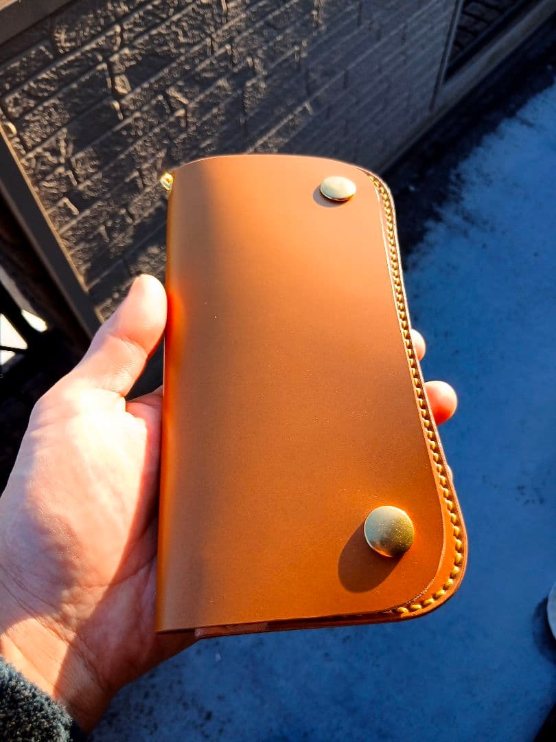 コードバン トラッカーウォレット ハンドメイド 長財布 経年変化