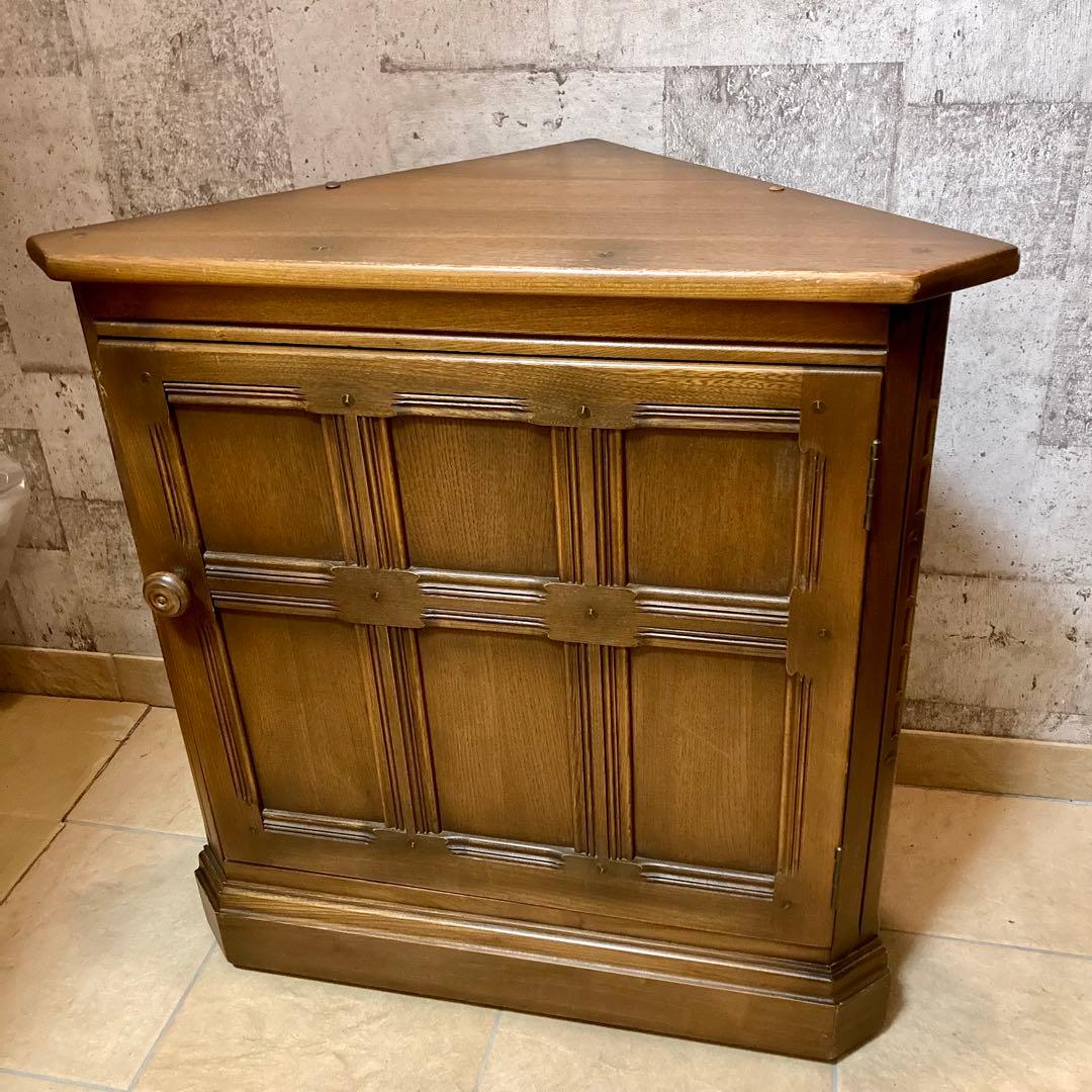 天然木 コーナーキャビネット飾り棚 レトロ 古民家家具