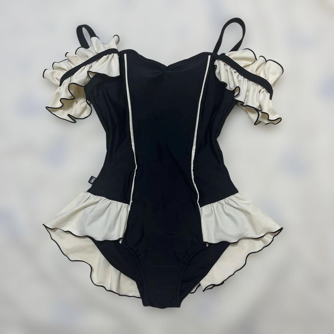 Pameo pose フリル水着スイムウェアワンピース白黒 パメオポーズ