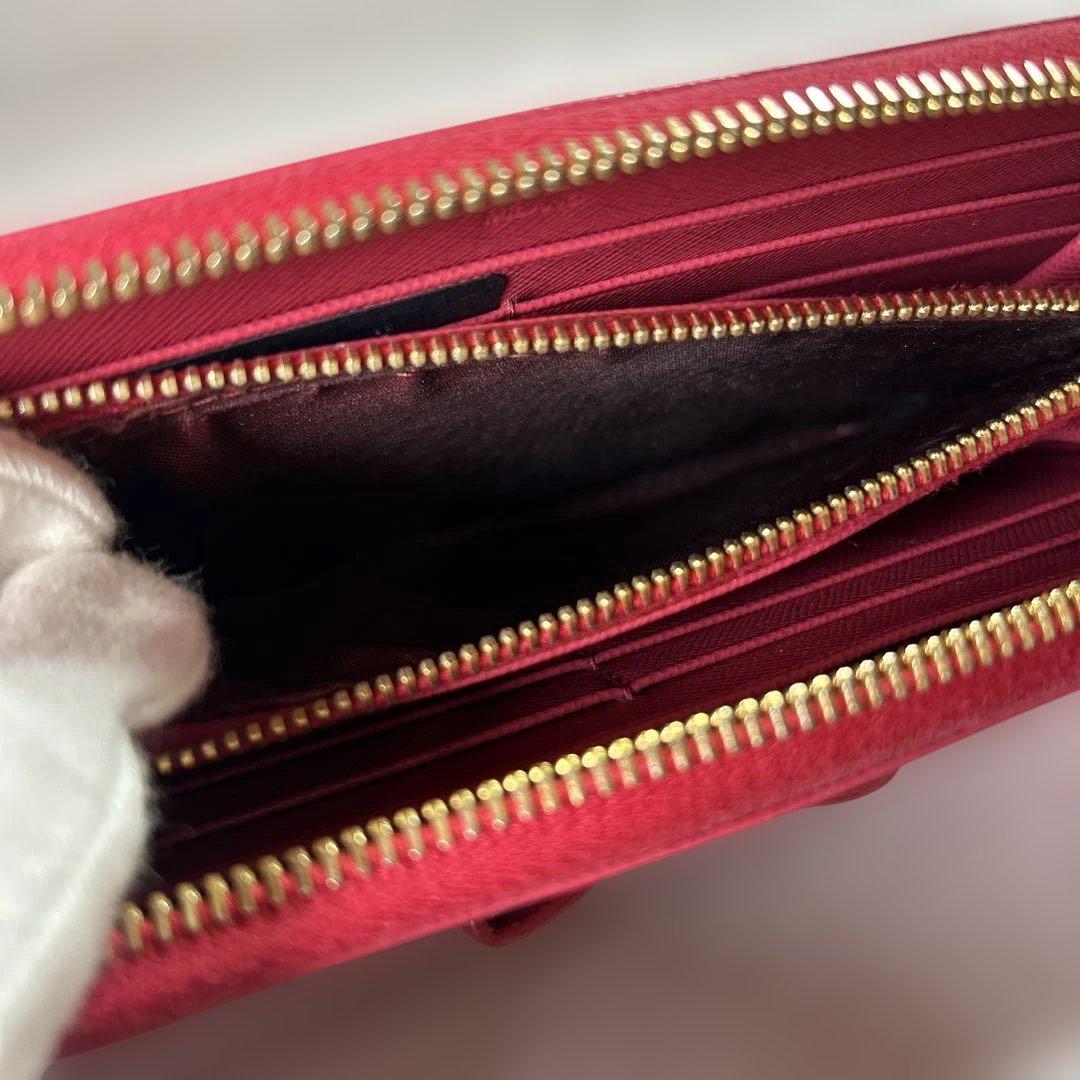 【sk/7.20/30】PRADA ピンク 二つ折り財布 リボン付き