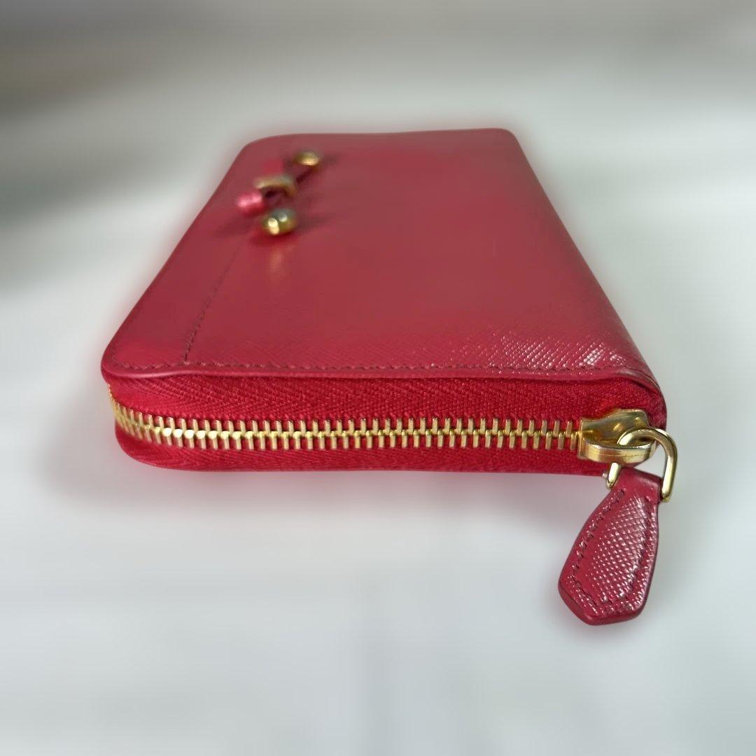 【sk/7.20/30】PRADA ピンク 二つ折り財布 リボン付き