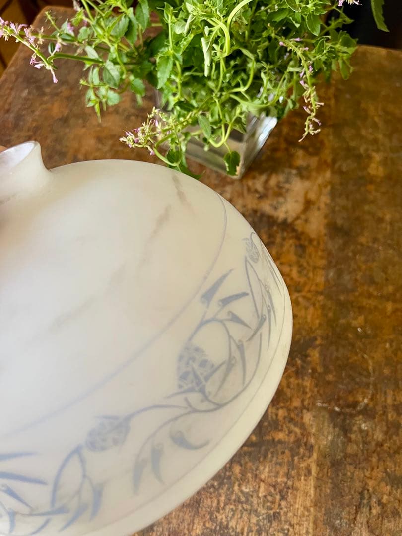 レトロ　大正ロマン　すりガラス花模様電笠　照明　灯り　古民家　アンティーク