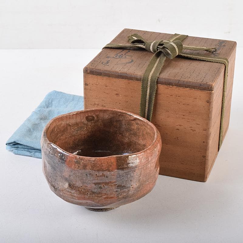 茶道具　楽吉左衛門　赤楽茶碗　共箱　D　R8674