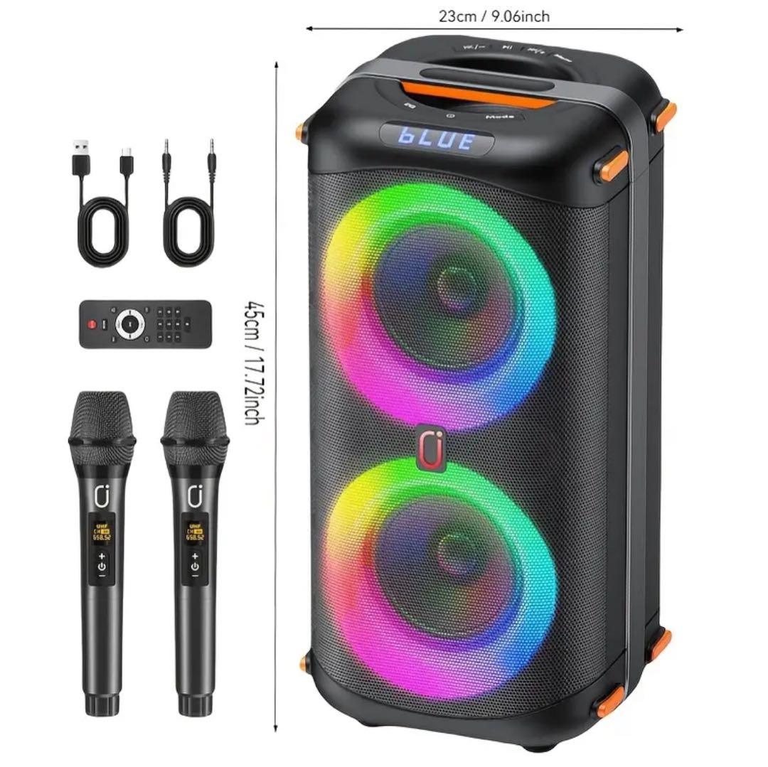 【新品】JYX T27-Tポータブルカラオケスピーカーセット（マイク2本付き）