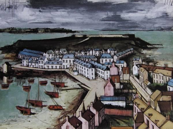 ベルナール・ビュッフェ「Saint-Servan」希少画集の額装画、人気作品