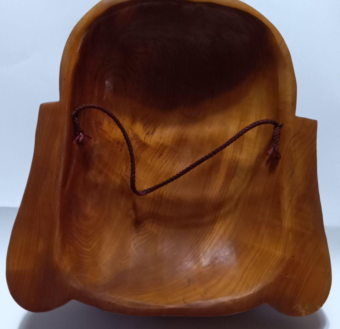 【大型】木彫り お面 木製 民芸 壁掛け 表情豊か 経年変化あり