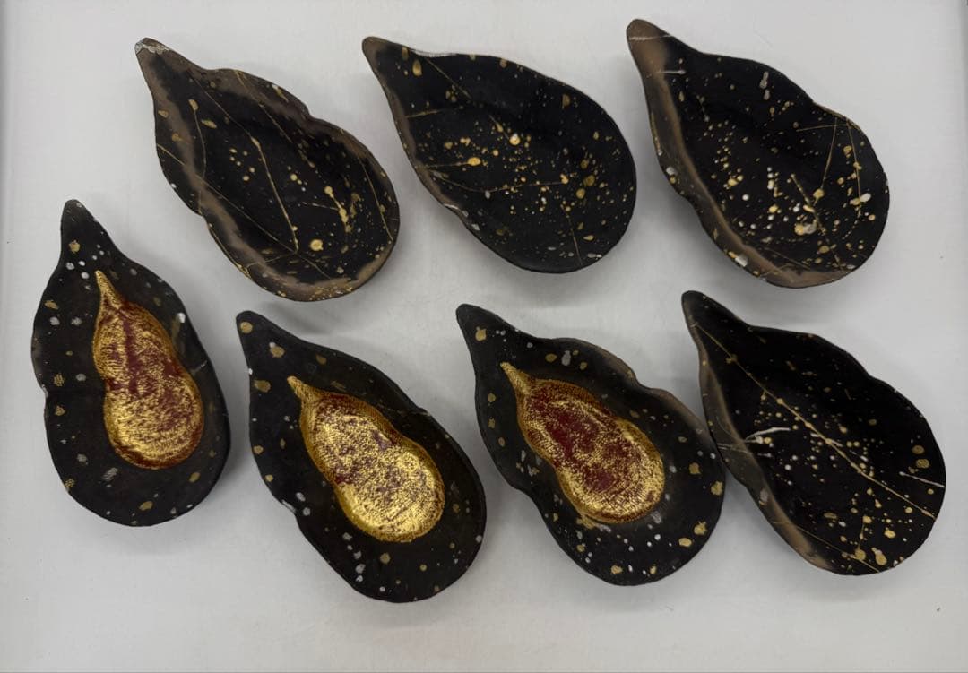 坂田甚内作　金彩瓢箪型皿7点　名人作　送料込み250610