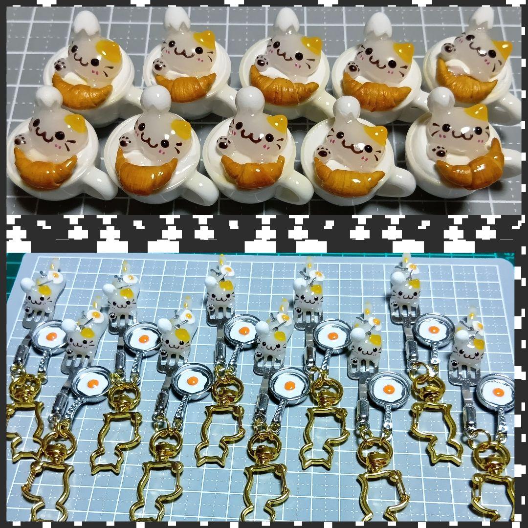 M様オーダー★　蓄光　桜　レジンチャーム　ミニチュア　猫ぱん　猫カフェ　軽量粘土