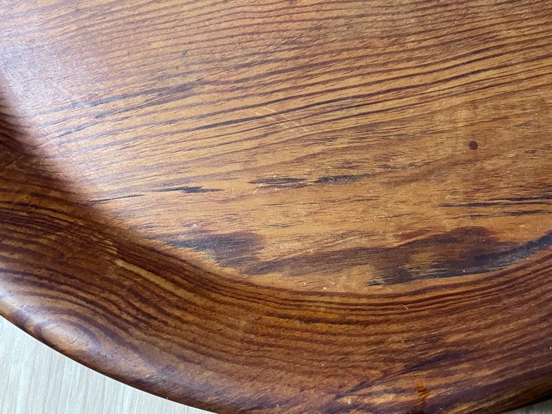 アンティーク 木地 丸盆　くり抜き盆　民藝 民芸 木目　天然木　32センチ