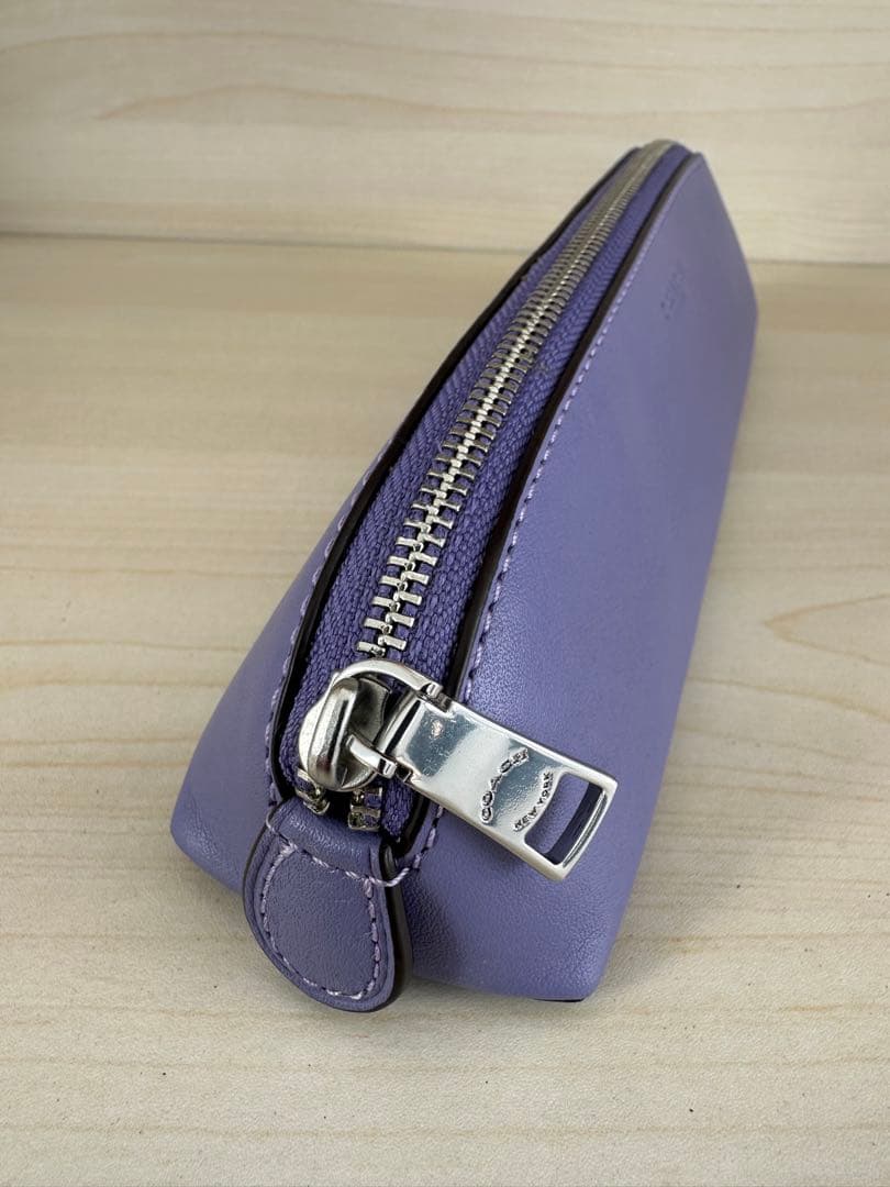 コーチ 本革 レザー ペンケース CF152 ライトバイオレット 新品
