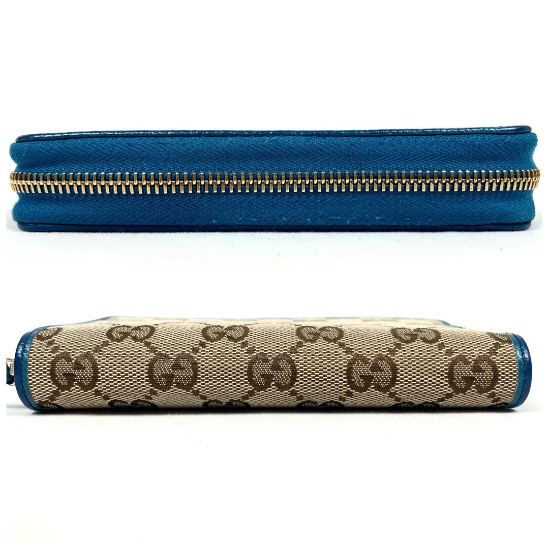 グッチ　GGキャンバス　ラウンドファスナー　ミディアムウォレット　ロゴ総柄　極美