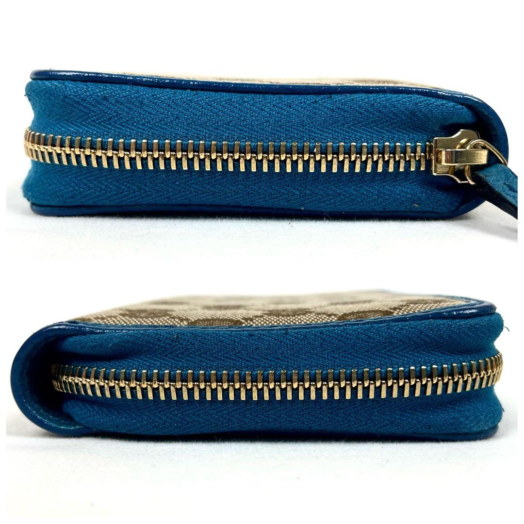 グッチ　GGキャンバス　ラウンドファスナー　ミディアムウォレット　ロゴ総柄　極美