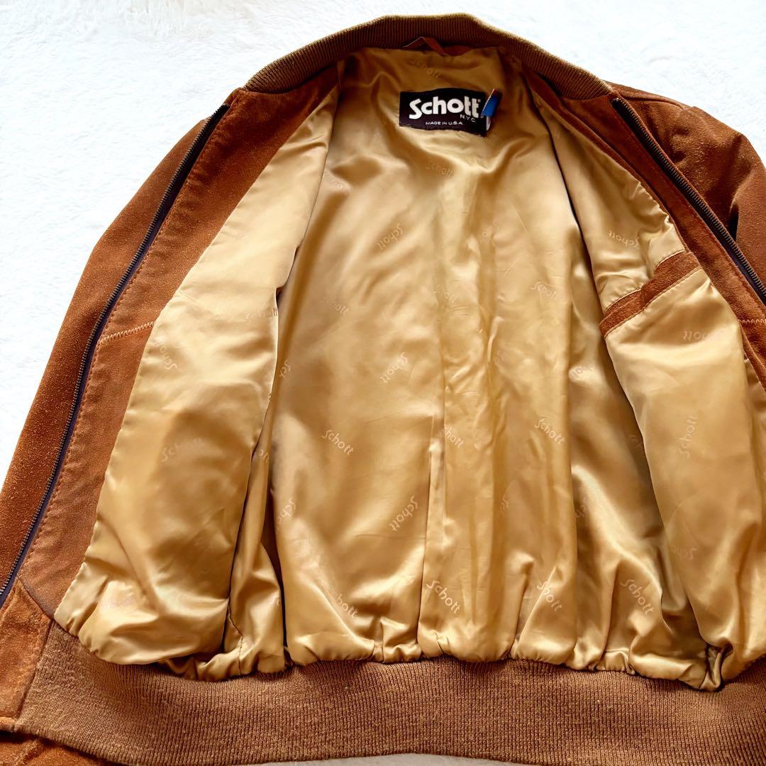 ショット　レザージャケット　本革　スエード　L アメリカ製 ブラウン