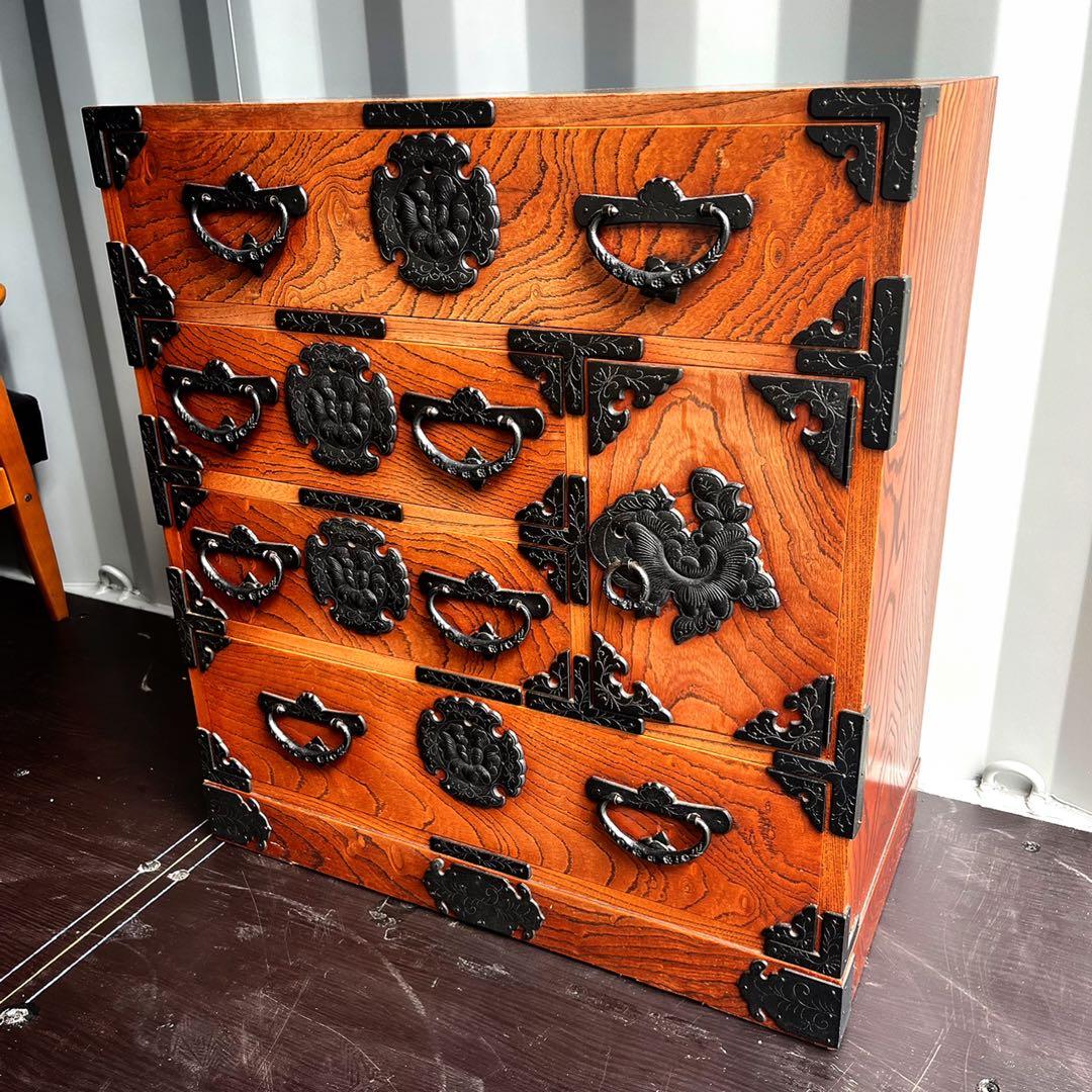 取付無料！岩谷堂箪笥 漆塗り おしゃれアンティーク伝統工芸和箪笥 木製チェスト✨