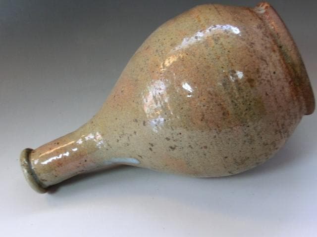 徳利■神明社 萩粉引き 古い酒器 酒瓶 一輪挿し花瓶 骨董品 古美術■