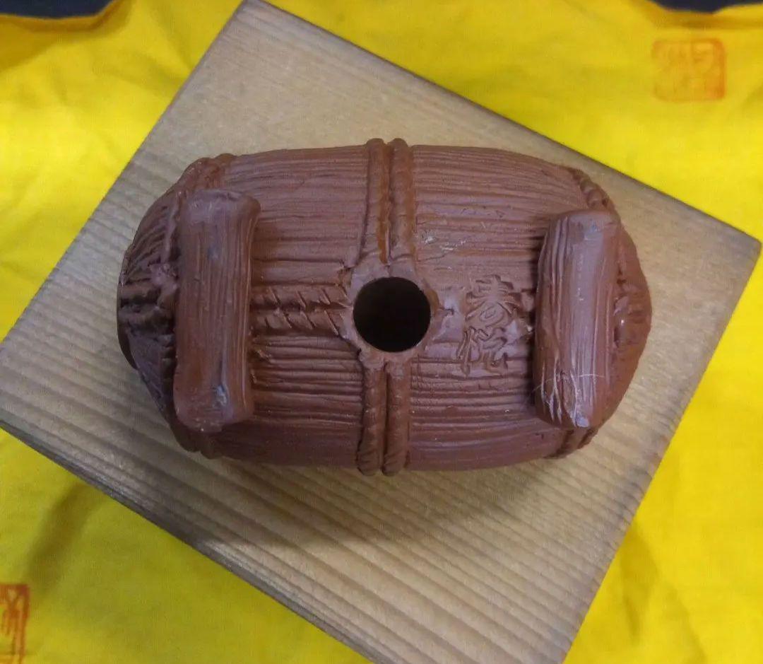 010.【寿悦】朱泥鼡俵鉢/盆栽鉢/木箱付き