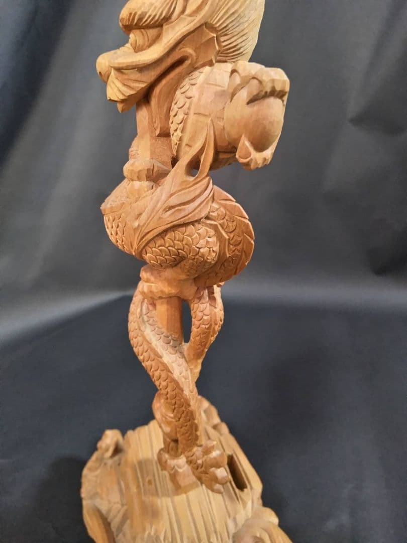 龍神、手彫り　剣龍　倶利伽羅不動尊像