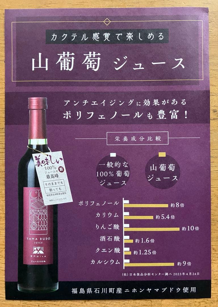 ユエル　山葡萄１００%ストレートジュース　５本セット