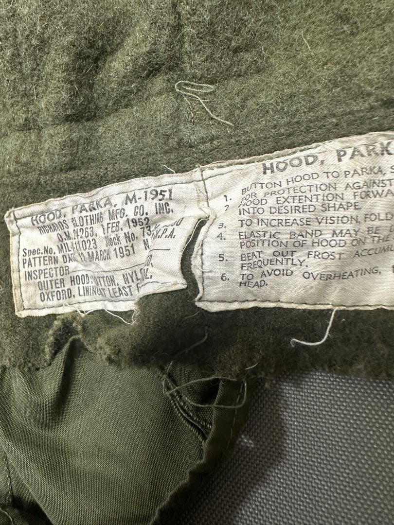 M-51 モッズコート用フード　ワイヤー不具合