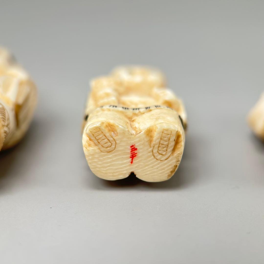 福の神像 4体セット彫刻根付天然素材アンティーク骨董飾り物古美術置物細密細工