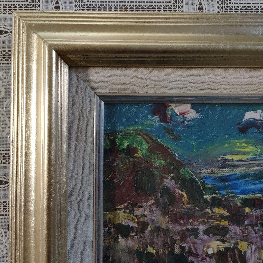 横山央児　油彩画　F8号『東尋坊』1974年制作