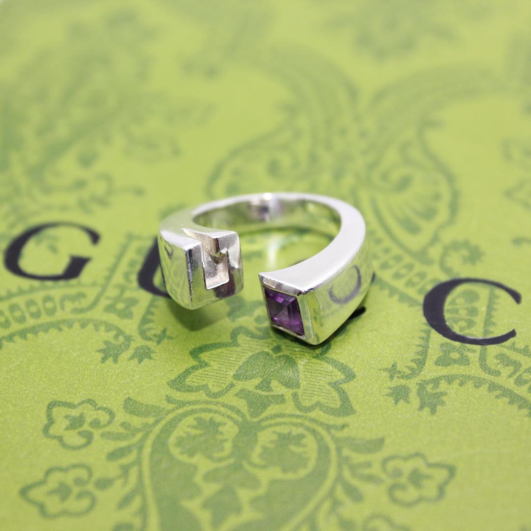 美品 GUCCI グッチ ツイスト アメジスト シルバー リング 指輪 9号