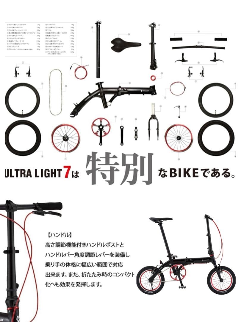 【セール】RENAULT【ルノー】折りたたみ自転車 ULTRA LIGHT7