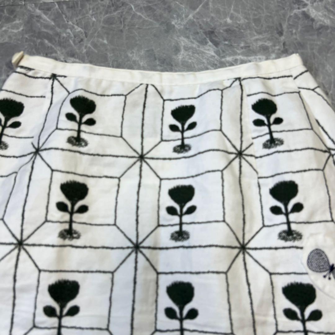 【美品】リネン100♡ミナペルホネン　Flower Box スカート　刺繍　総柄