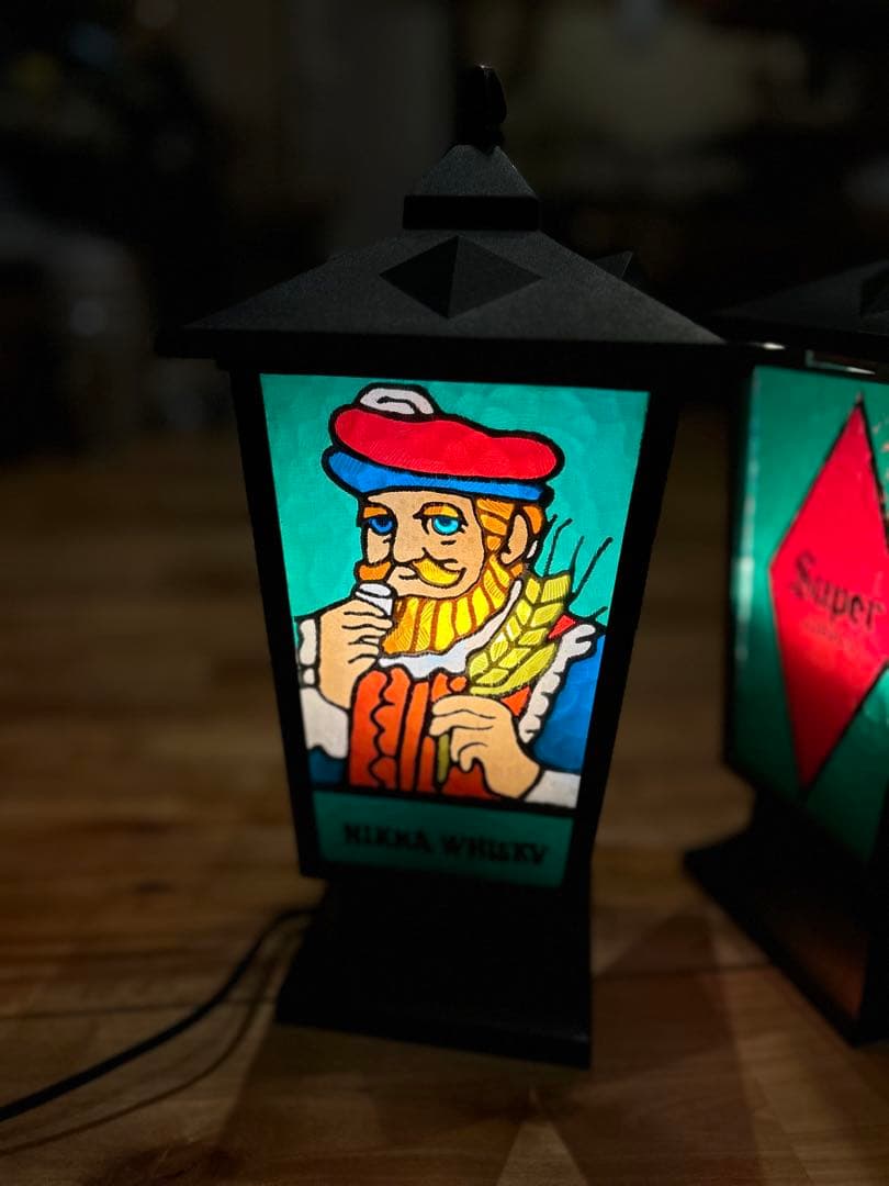 ステンドグラス風NIKKA WHISKYランプ 2個セット※バラ売り可（説明参照