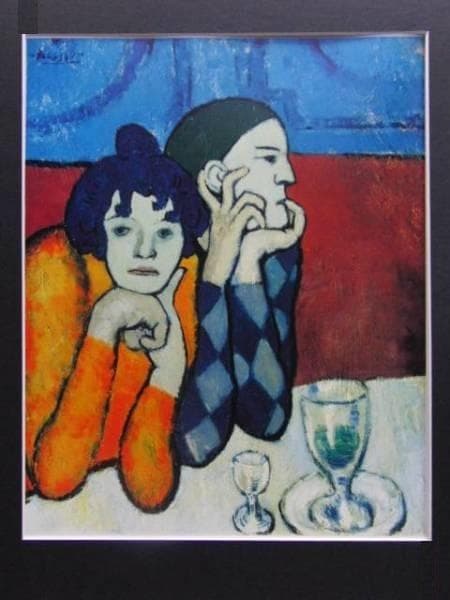 パブロ・ピカソ、 アルルカンと女友達、希少な額装用画集より、新品高級額装付