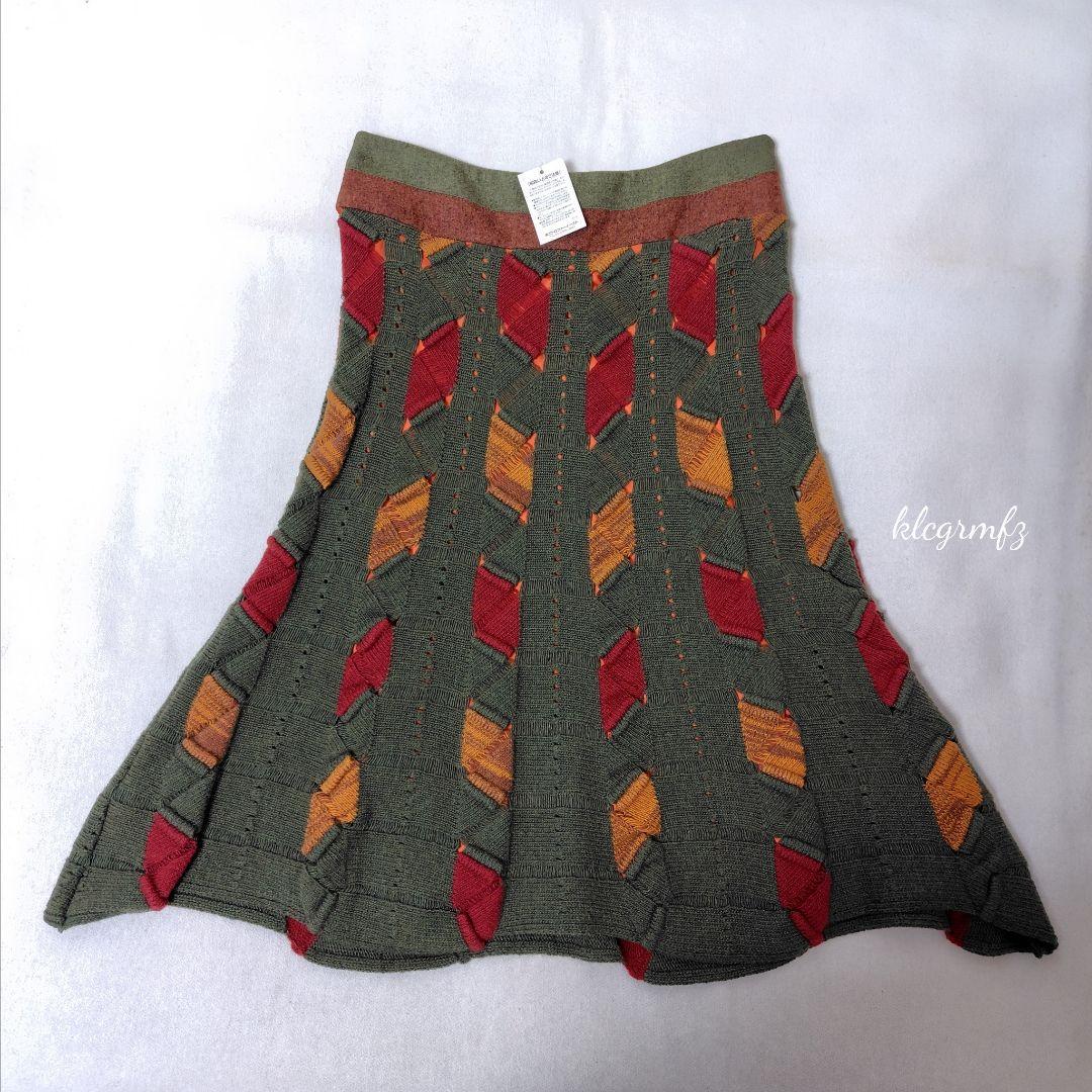 未使用 ETRO 透かし編み ニット ウェーブ スカート カシミヤ混 エトロ