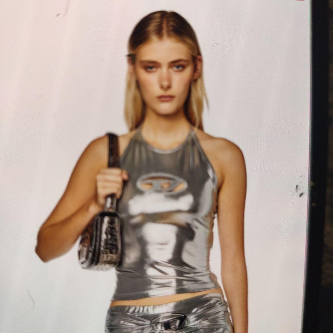 DIESEL シルバー ホルターネック タンクトップ