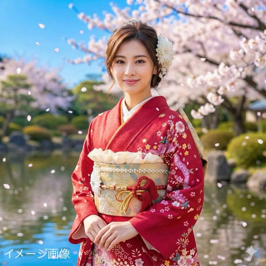 京都きもの友禅　振袖8点フルセット 桜 七宝 絞り 銀通し 正絹 成人式 逸品