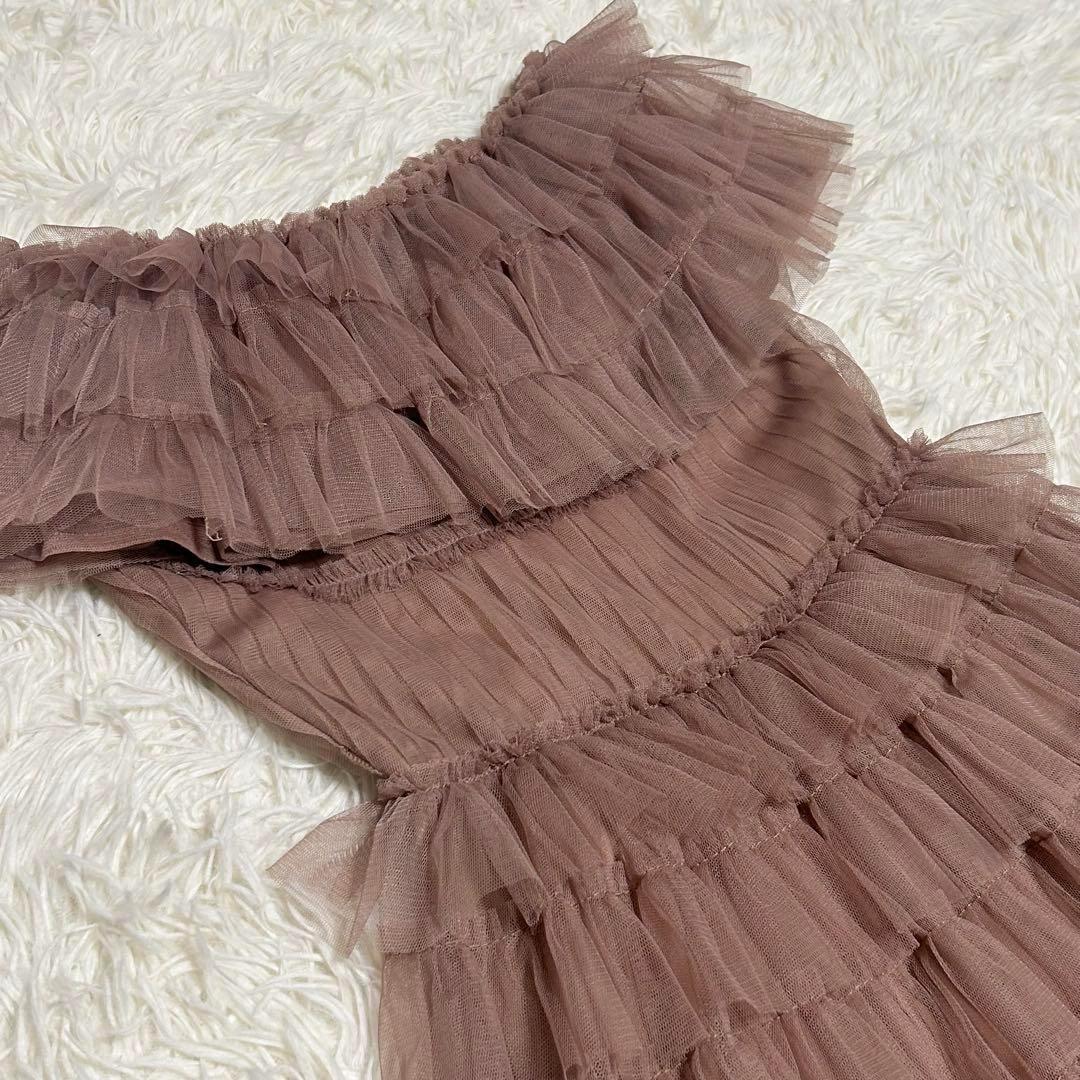 新品　FRAY I.D 2wayチュールフリルティアードドレス　ピンクベージュ