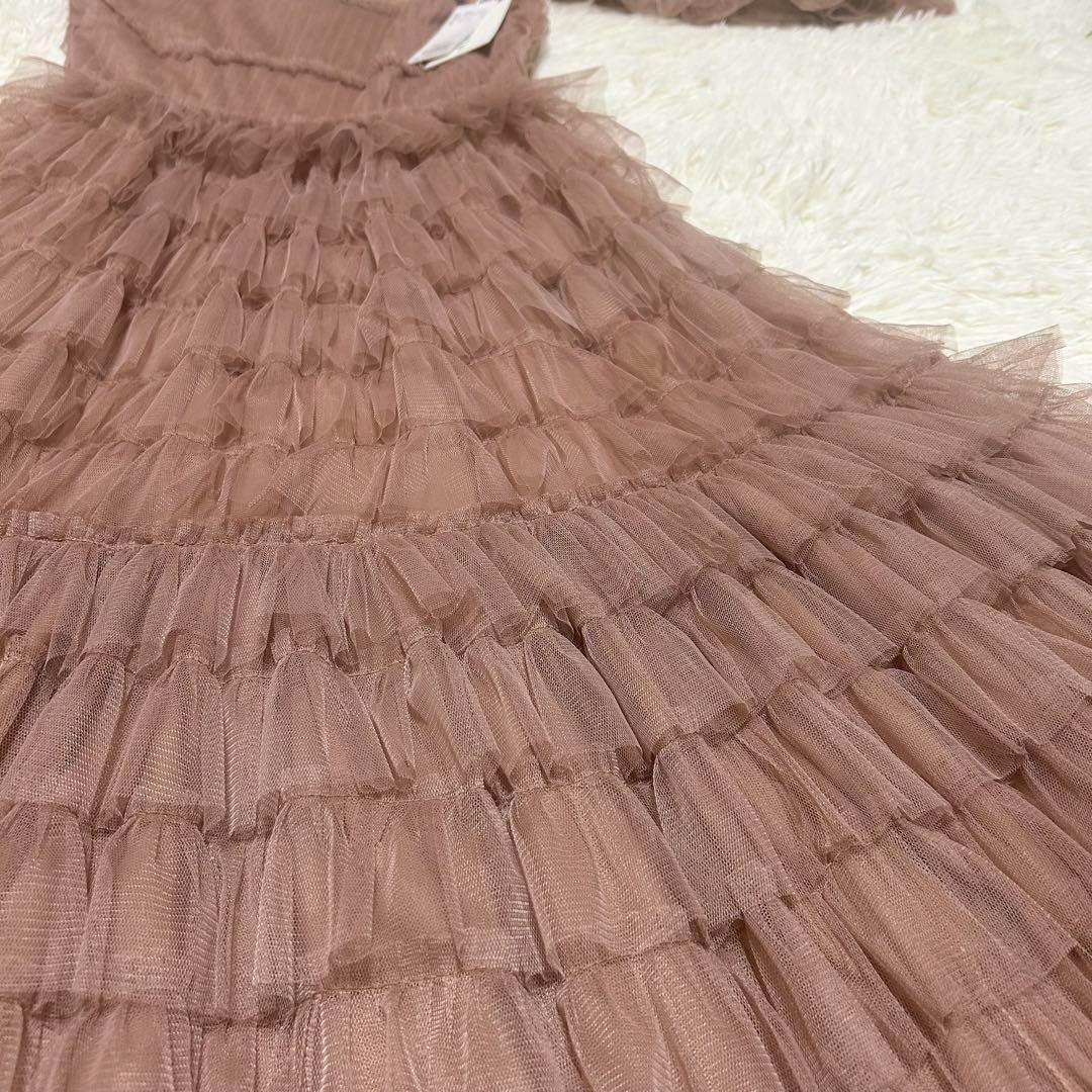 新品　FRAY I.D 2wayチュールフリルティアードドレス　ピンクベージュ